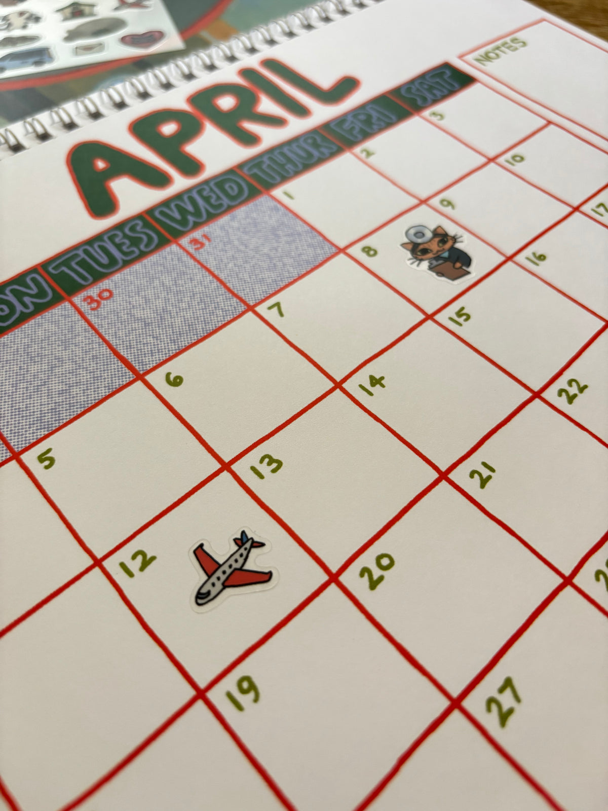 **PREORDER** 5"x7"Calendar Sticker Sheet