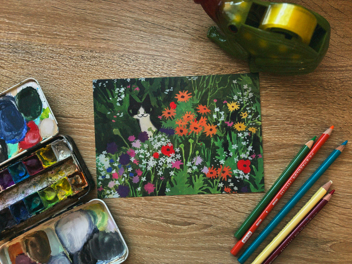 Cat in Flowers ★ July 2024 Postcard