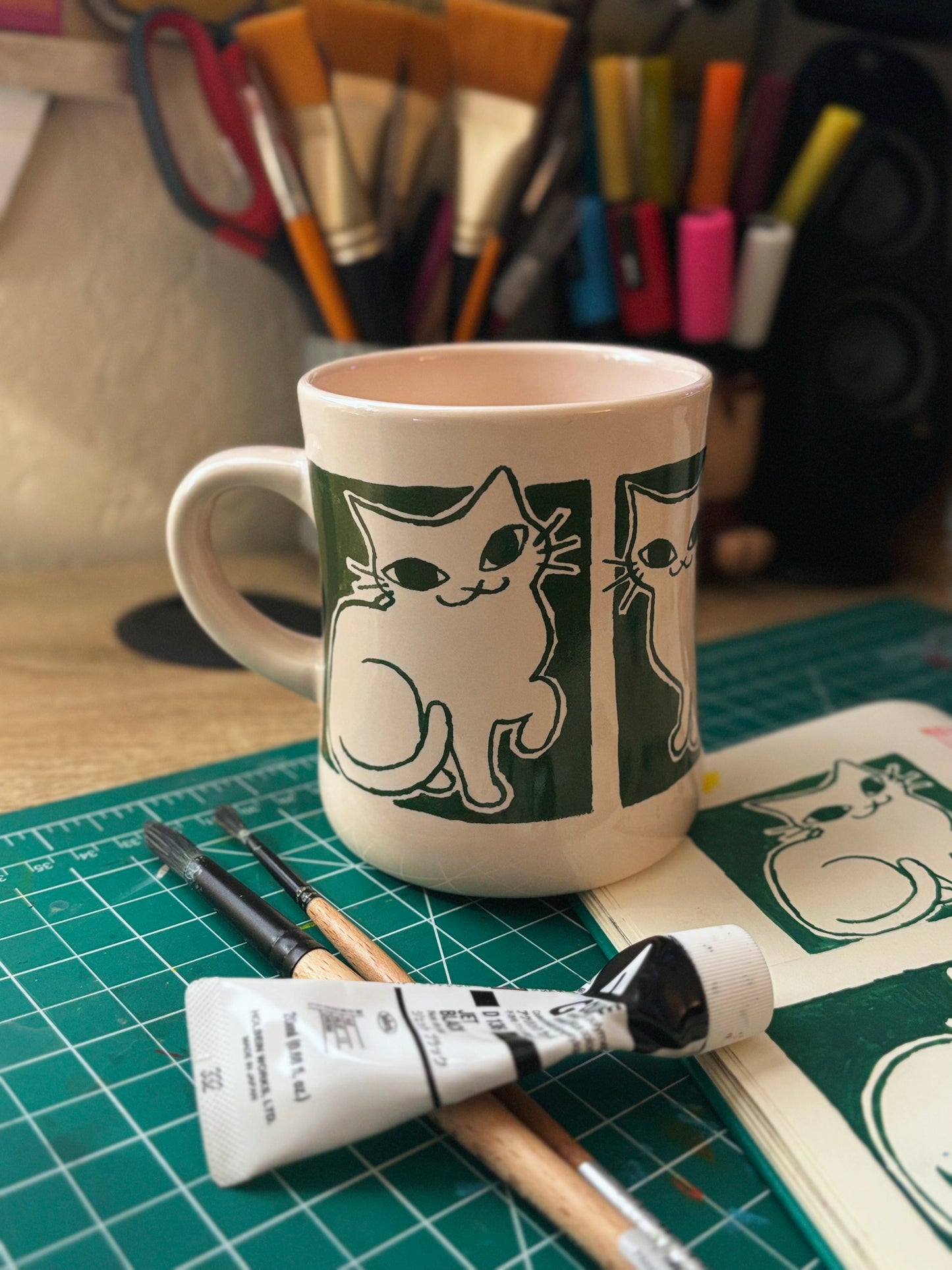 Green Cat Mug