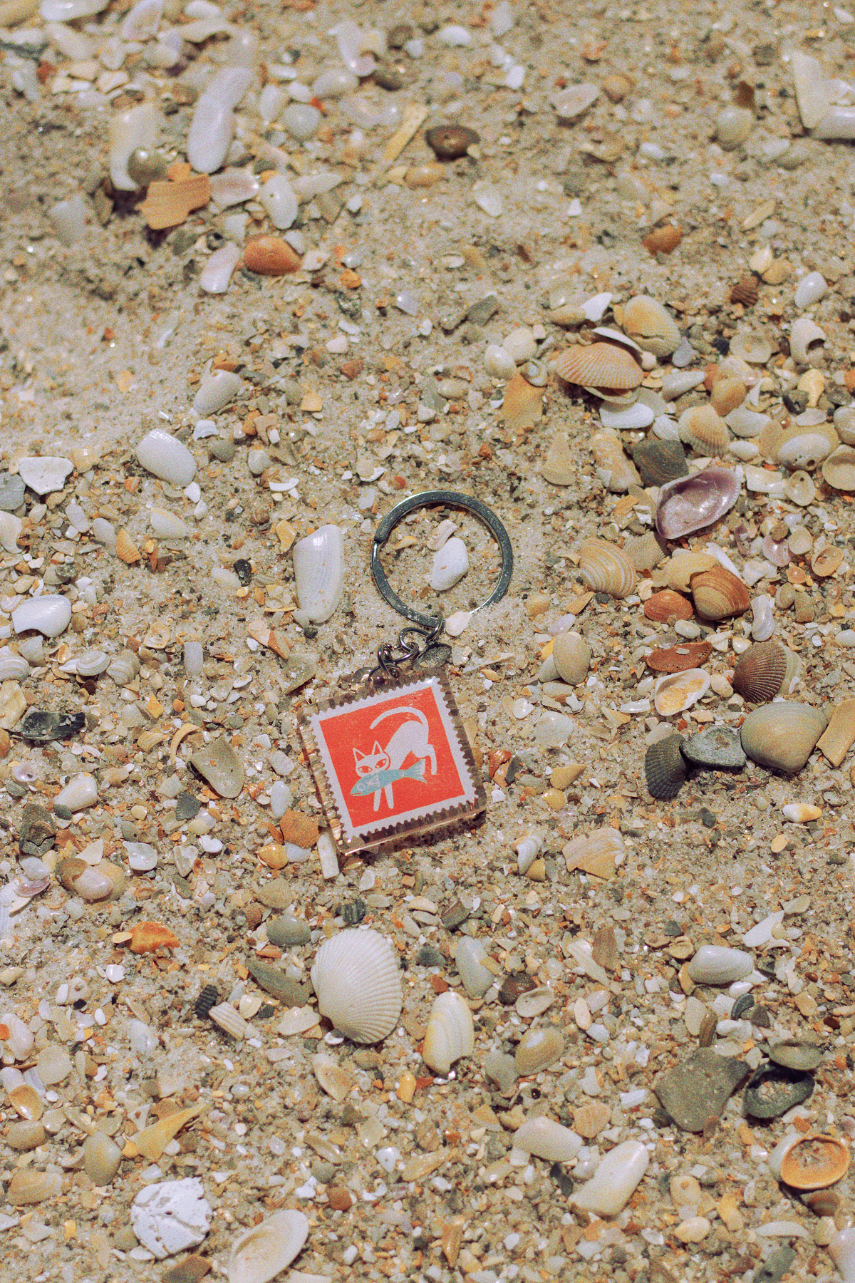 Cat and Fish Keychain