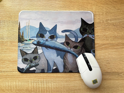 "Fishing Cats" Mouse Pad