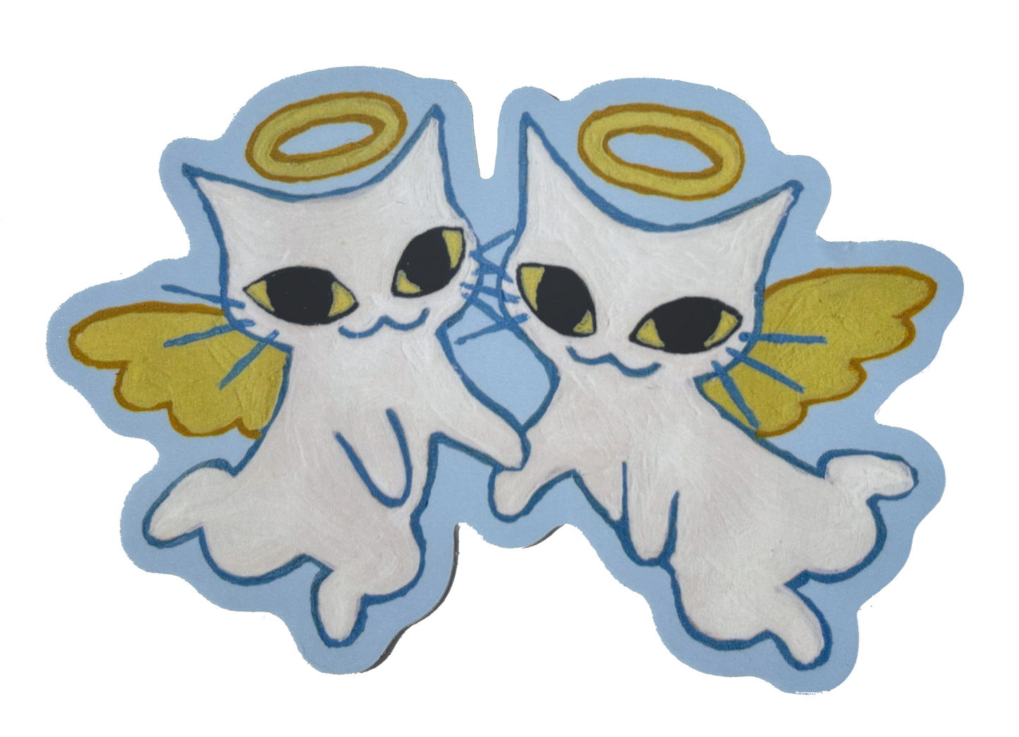 Twin Angels Cat Sticker