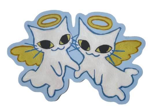Twin Angels Cat Sticker