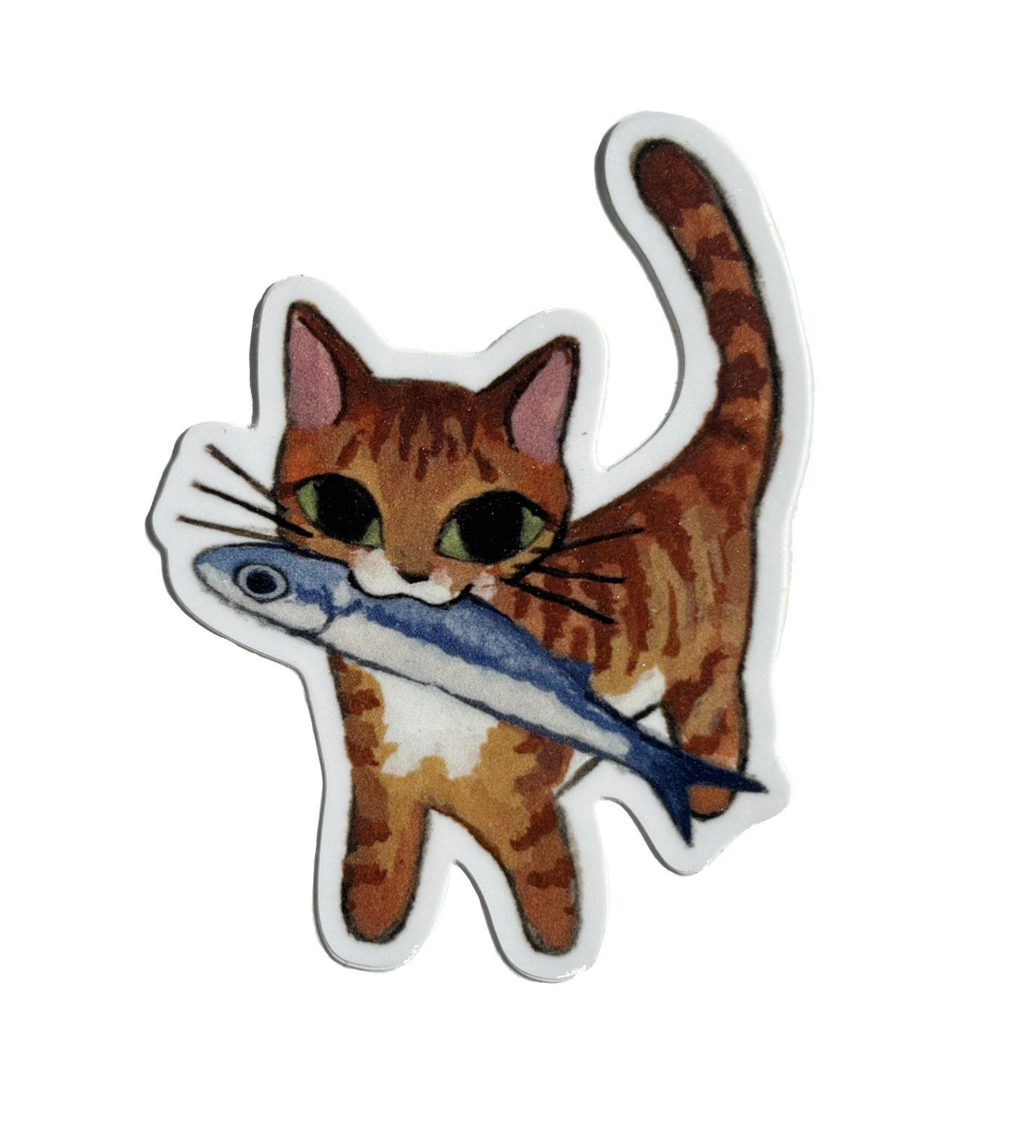 Cat with Fish Sticker