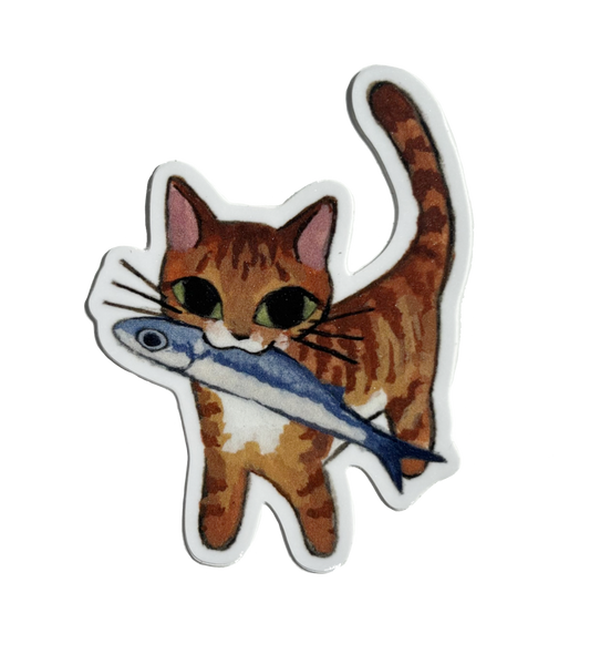 Cat with Fish Sticker